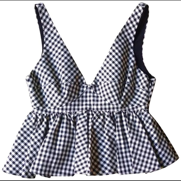 Zara Gingham Peplum Top - Picture 1 of 2